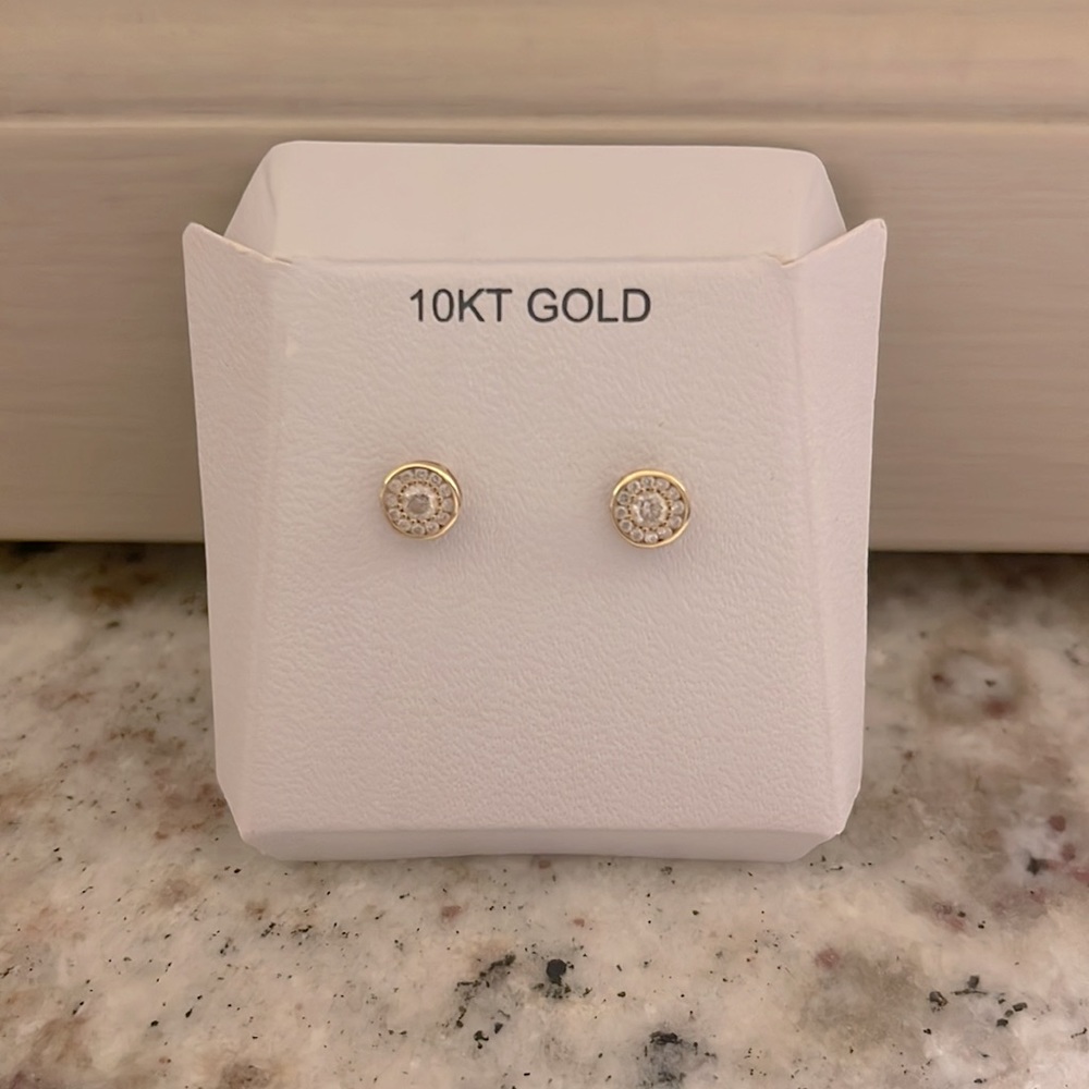 10 karat gold filled & CZ earrings for pierced ears. NEW